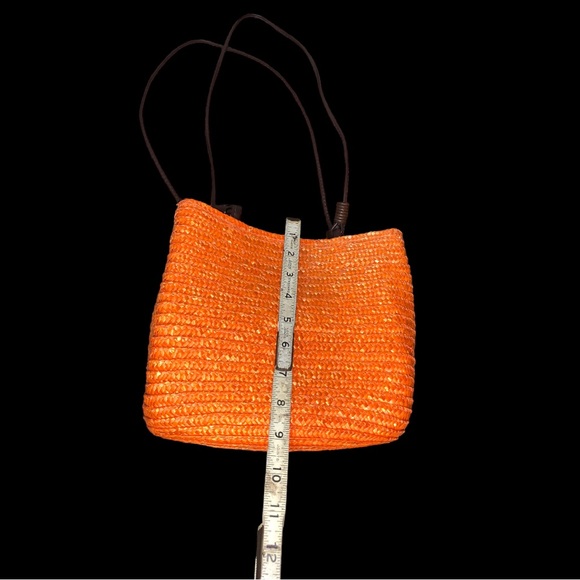 Wheat Straw Orange Bohemian Style Bucket Shoulder Bag - Picture 10 of 16